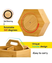 Danrong 360 Degree Rotating Hexagon Desk Organizer Pen Pencil Holder Art Supply Storage