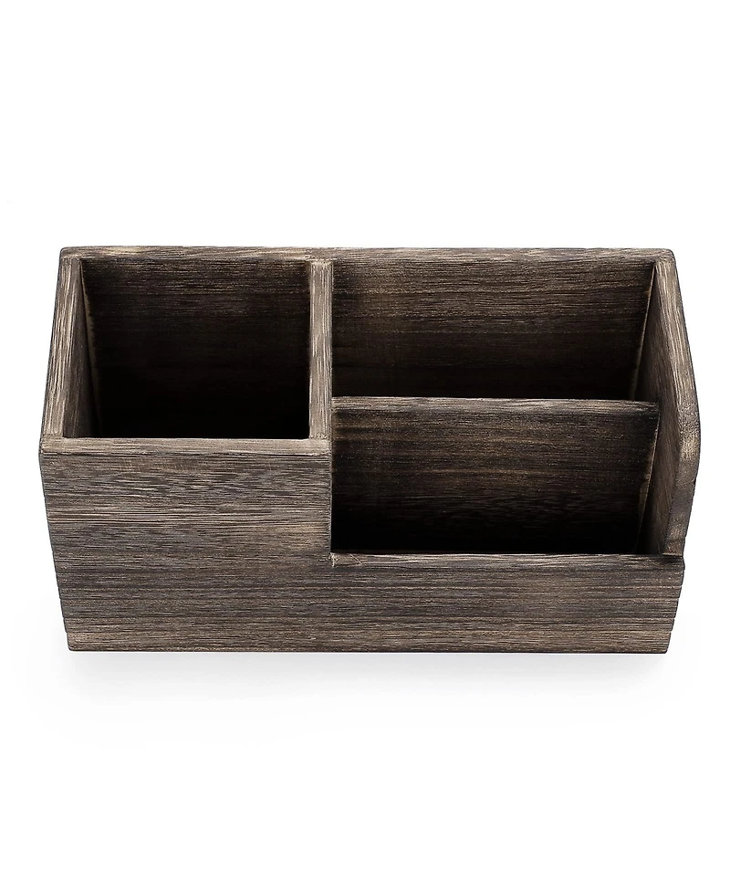 Danrong Retro Wood Desk Organizer Multi Compartment Stationery Storage Holder