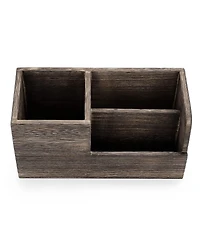 Danrong Retro Wood Desk Organizer Multi Compartment Stationery Storage Holder