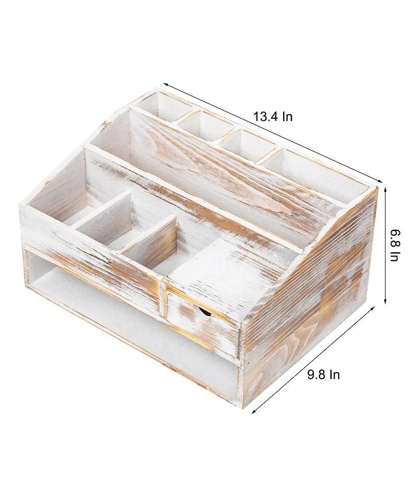 Danrong Rustic Wood Desktop Organizer Multifunctional Office Home Storage