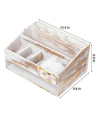 Danrong Rustic Wood Desktop Organizer Multifunctional Office Home Storage