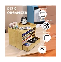 Danrong 5 Tier Desk Organizer with Drawer Adjustable Shelves Desktop File Holder for Home Office School