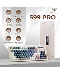 Aula S99 Pro, 99-Key, Wireless, Membrane, Gaming Keyboard, Rgb, 5-Layer Padding, 2000 mAh Battery, Knob, Digital Screen