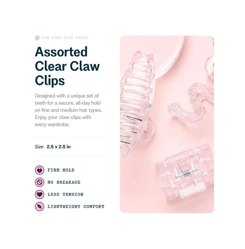 Gimme Beauty Fine Hair Claw Clips Durable, No-Slip Design for Thin Hair 3 Pack