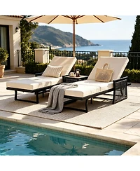 Asagikoiai 5-Position Adjustable Outdoor Chaise Lounge with 3-Fold Cushion for Pool or Backyard