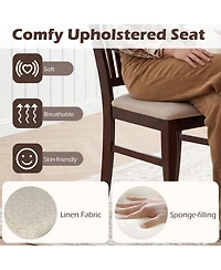 Gymax Dining Chairs Set of 2 With Faux Leather Upholstered Seat Rubber Wood Frame