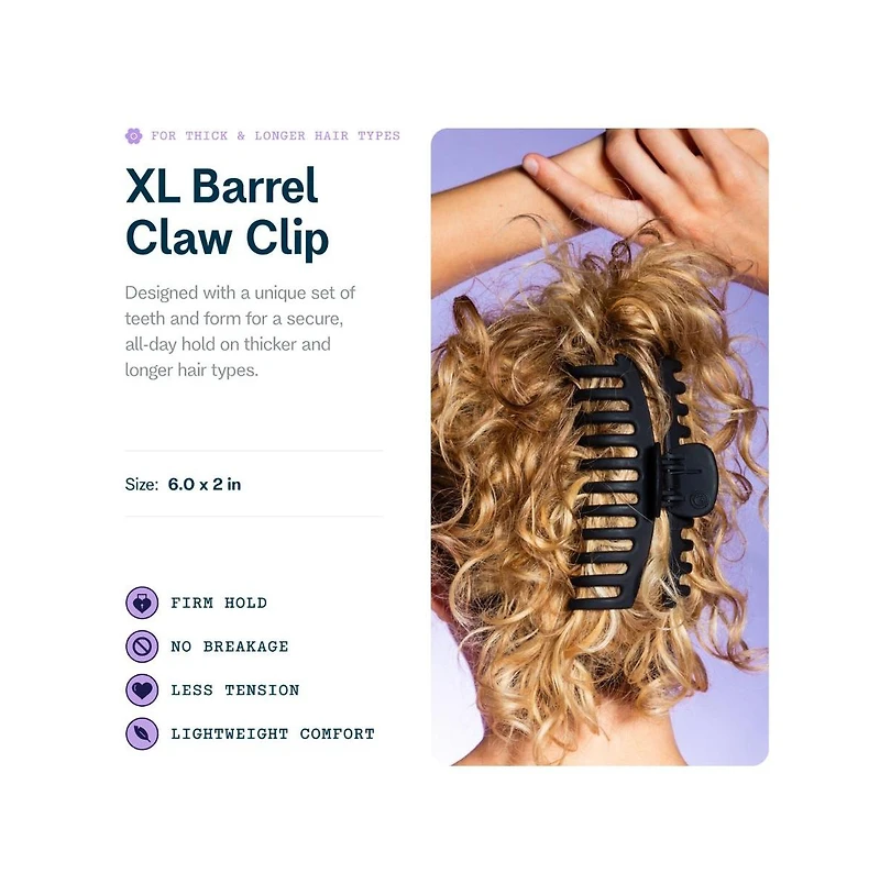 Gimme Beauty Xl Barrel Claw Clip for Thick Hair Double Row Holder for Maximum Volume Large Non-Slip Accessory Trendy Hair Care Essential