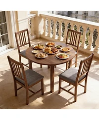 Flynama Set of 4 Upholstered Dining Chairs Linen Vertical Back Chair