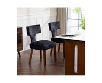 Flynama Set of 2 Chenille Mid Century Dining Chairs, Upholstered Kitchen Chairs