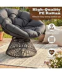 Slickblue Wicker Papasan Lounge Chair with 360degree(s) Swivel Base and Thick Cushion