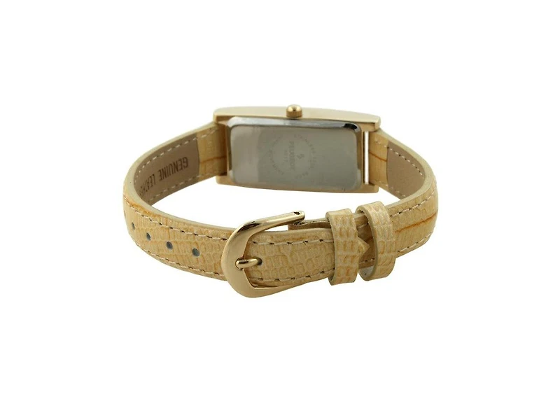 Peugeot Women 35x18mm Rectangular Watch Glossy Tan Leather Strap