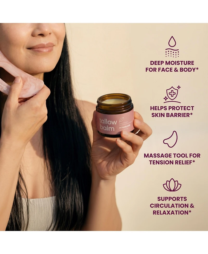 M3 Beef Tallow Scented Balm and Gua Sha Bundle with Grass-Fed Beef Tallow, Honey, Beeswax, Olive Oil and Massage Tool
