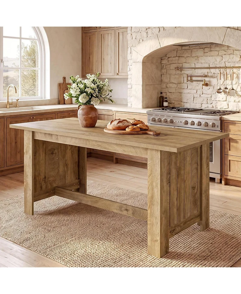 Tribesigns 63-Inch Kitchen Island with Seating, Farmhouse Stationary