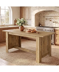 Tribesigns 63-Inch Kitchen Island with Seating, Farmhouse Stationary