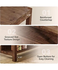Tribesigns 59" Solid Wood Kitchen Island with Open Shelves