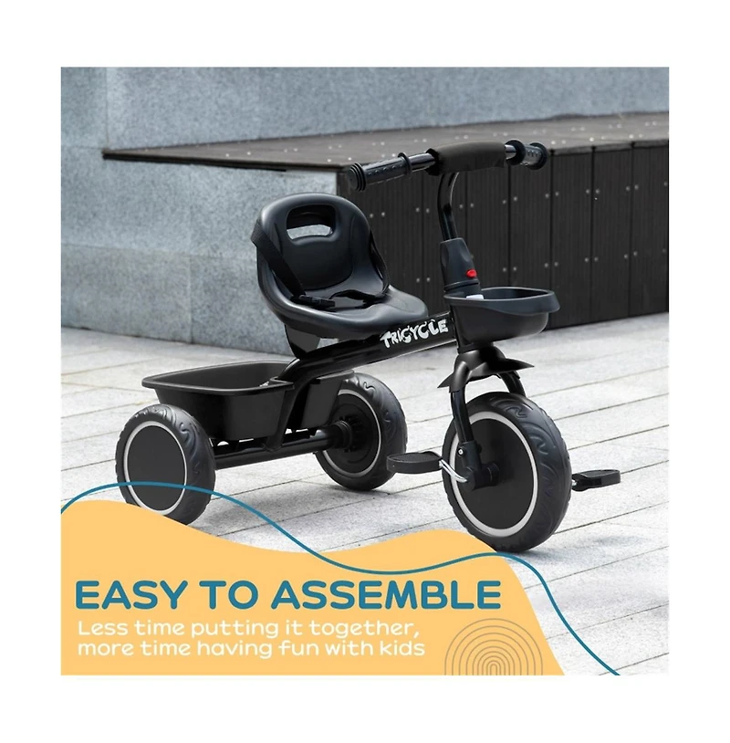Sevorley Kids 3-Wheel Tricycle with Adjustable Seat and Safety Belt, Ages 2-5