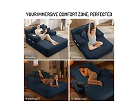 Rainsken Convertible Corduroy Sleeper Sofa with Removable Washable Cover,Side Storage High-Density Sponge,Side for Apartment Home,Small Spaces