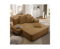 Rainsken Convertible Corduroy Sleeper Sofa with Removable Washable Cover,Side Storage High-Density Sponge,Side for Apartment Home,Small Spaces