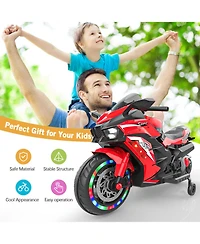 Sevorley 12V Rechargeable Electric Ride-On Motorcycle with Training Wheels and Music, Ages 3-6