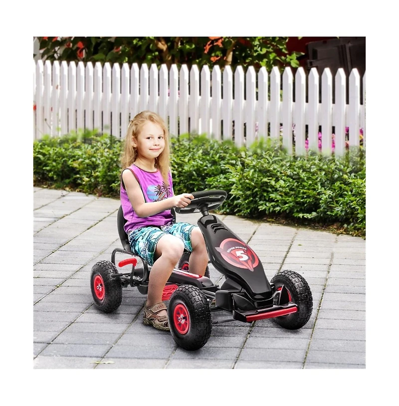 Sevorley Kids Pedal Go-Kart with Adjustable Seat and Handbrake, Ages 5-12