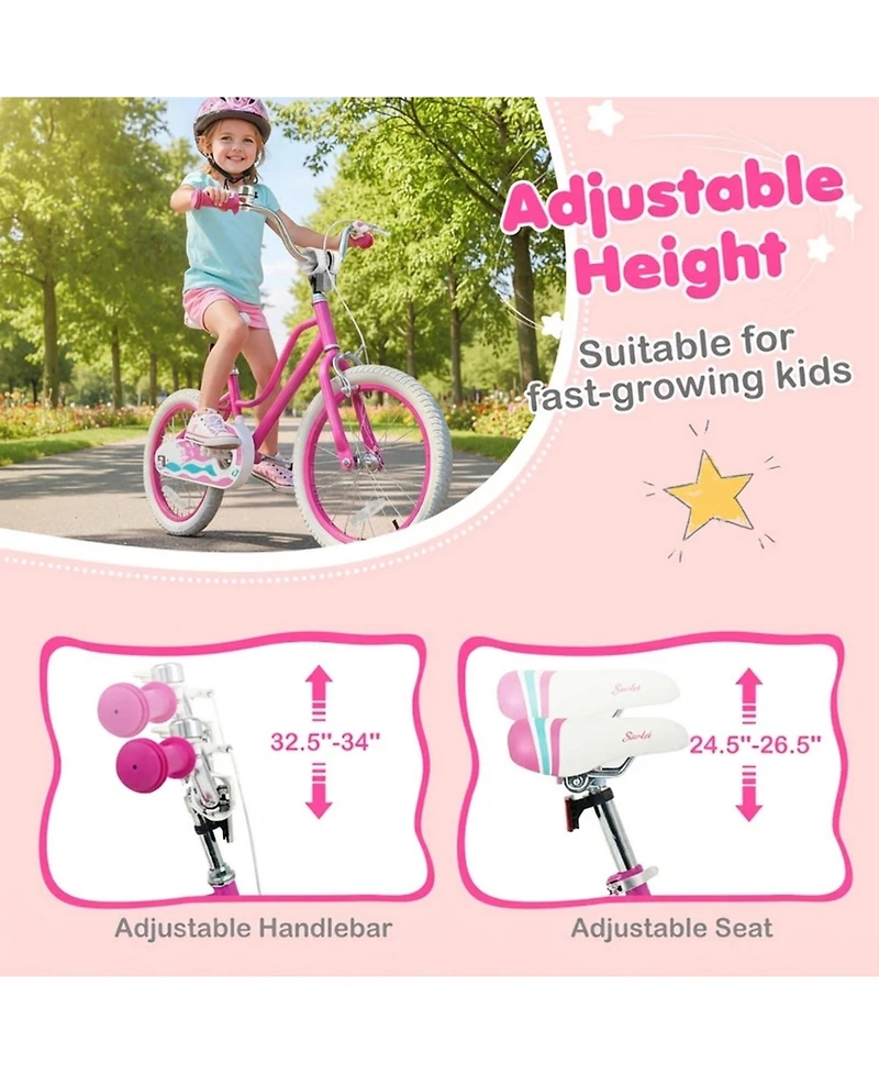 Hongge 18-Inch Kids' Bike with Training Wheels and Dual Brakes, Ages 4-8