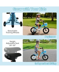 Hongge 14-Inch Kids Bike with Detachable Training Wheels and Dual Brakes, Ages 3-5