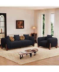 Morden Fort Mid Century Modern Accent Arm Chair Sherpa Upholstered Living Room Small Sofa Chairs with Waist Cushion