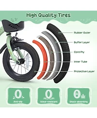 Sugift 12 in Girls Bike with Training Wheels and Basket, Ages 3-4