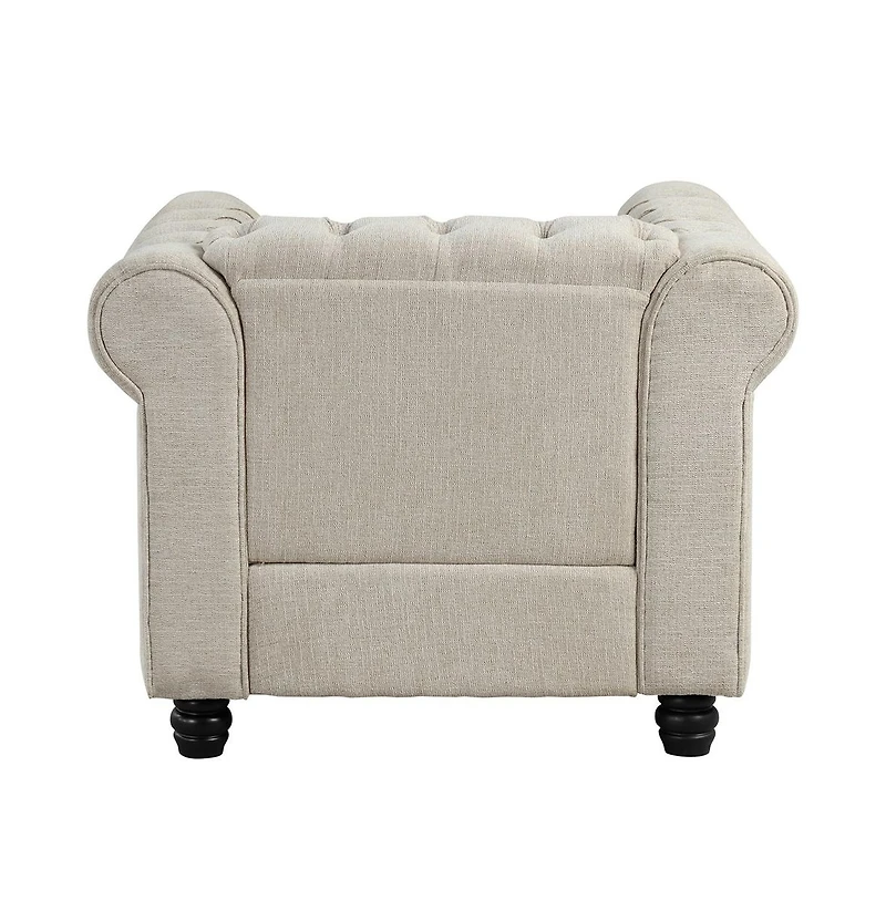 Morden Fort Linen Chesterfield Armchair for Living Room Button Tufted Accent Chair with Cushion