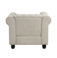 Morden Fort Linen Chesterfield Armchair for Living Room Button Tufted Accent Chair with Cushion