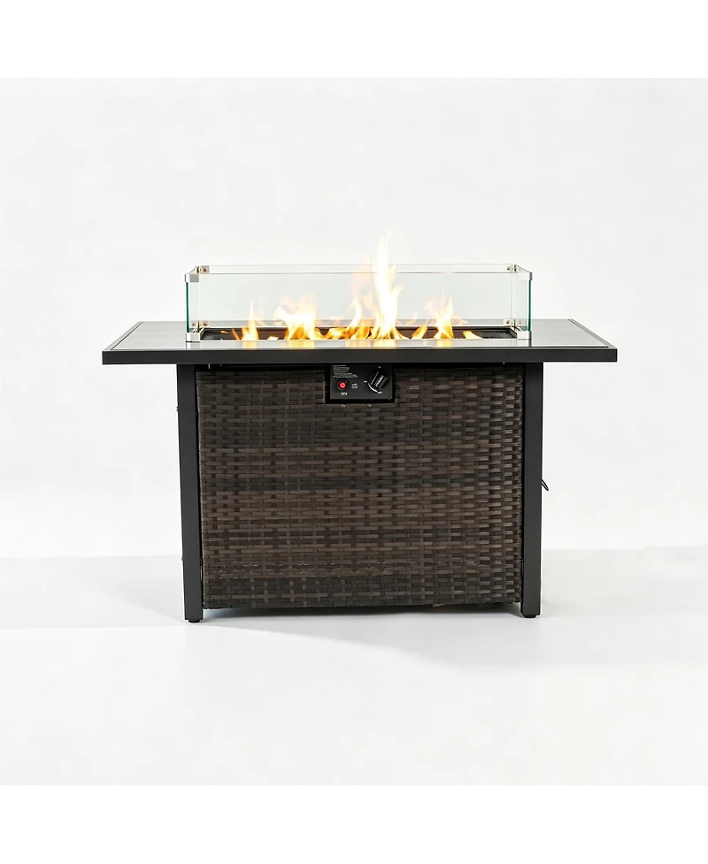 Streamdale Furniture 44" 50,000 Btu Propane Fire Pit Table with Wind Screen