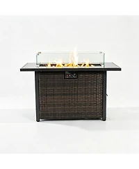 Streamdale Furniture 44" 50,000 Btu Propane Fire Pit Table with Wind Screen