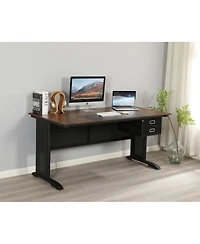 Streamdale Furniture 63" Modern Computer Desk with 2 Drawers and Metal Frame
