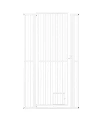 Sugift Extra Tall Pet Gate 67.5 Inch Heavy-Duty Metal Barrier with Adjustable Width and Lockable Small Door