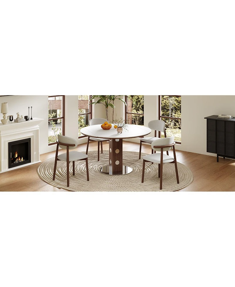 Streamdale Furniture 47.2" Extendable Round Dining Table, Sintered Stone