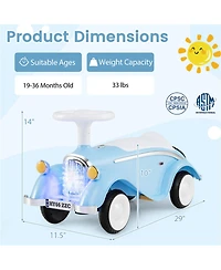 Sevorley Toddler Foot-to-Floor Ride-On Push Car with Horn, Lights and Storage, Ages 19-36 months