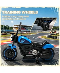 Sevorley 6V Rechargeable Ride-On Motorcycle with Training Wheels and Led Lights, Ages 18-36 Months