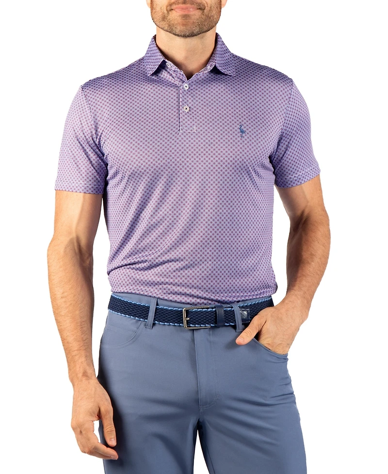 TailorByrd Men's Geo Floral Performance Polo Shirts