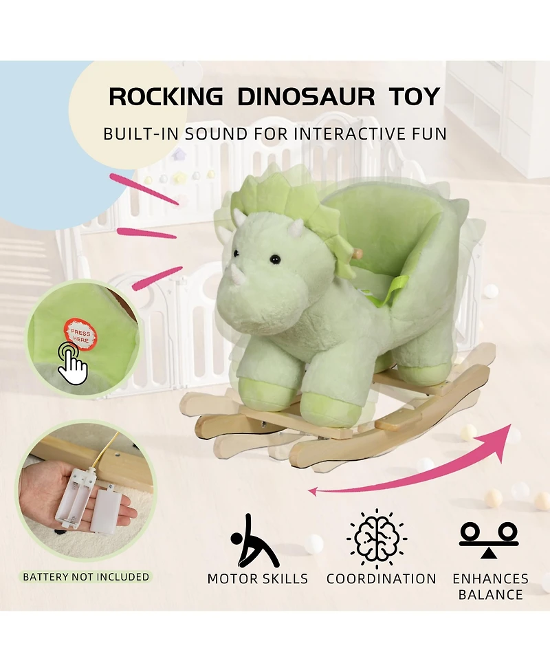 Sevorley Plush Dinosaur Rocking Ride-On Toy, Ages 1-3