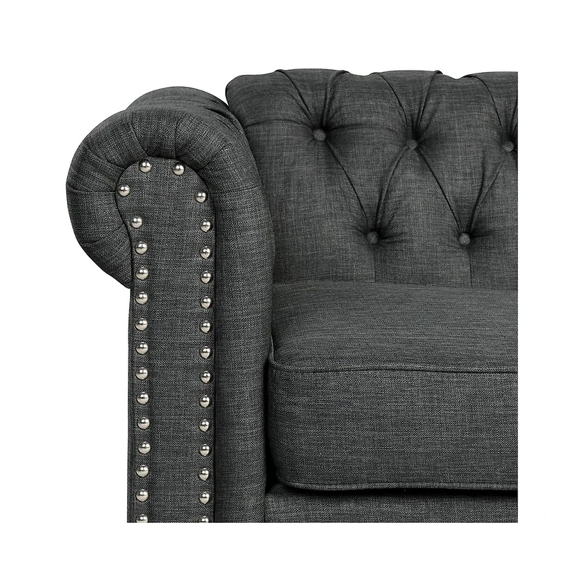 Morden Fort Linen Chesterfield Accent Chair for Living Room Button Tufted Armchair