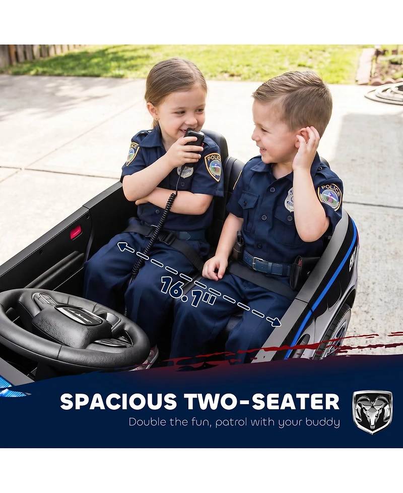 Qaba 12V Licensed Dodge Police Car 2-Seater Ride-On, Ages 3-6