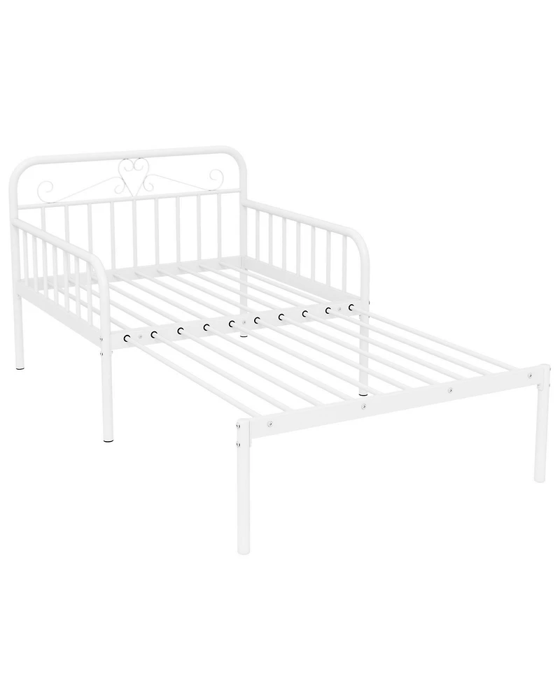 Mecale Extendable Metal Daybed Converts to Twin Bed with Guardrails