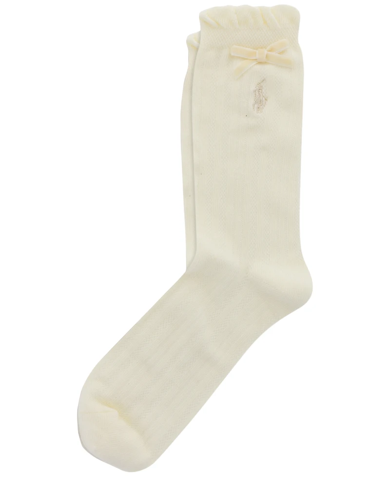 Polo Ralph Lauren Girls' 4-11 Velvet Ribbon Socks, 3-Pack