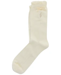 Polo Ralph Lauren Girls' 4-11 Velvet Ribbon Socks, 3-Pack
