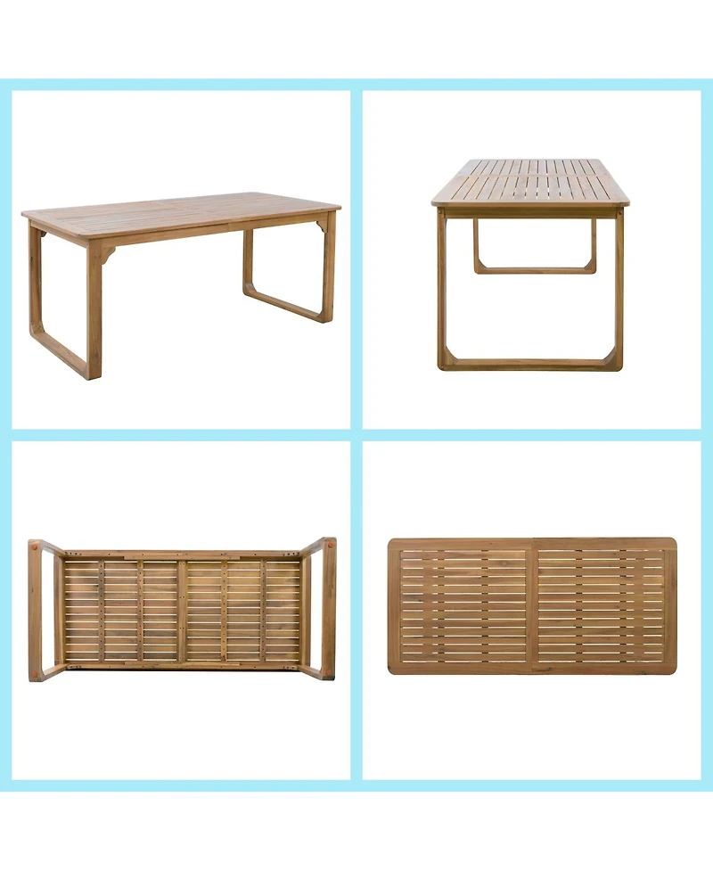 Asagikoiai 7-Piece Weather Resistant Wooden Outdoor Dining Set with Slatted Table