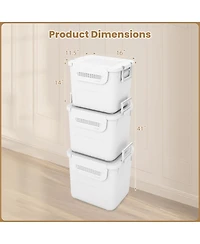 Volenca 3-Piece Stackable Plastic Storage Bins with Stay-Open Lids and Wheels
