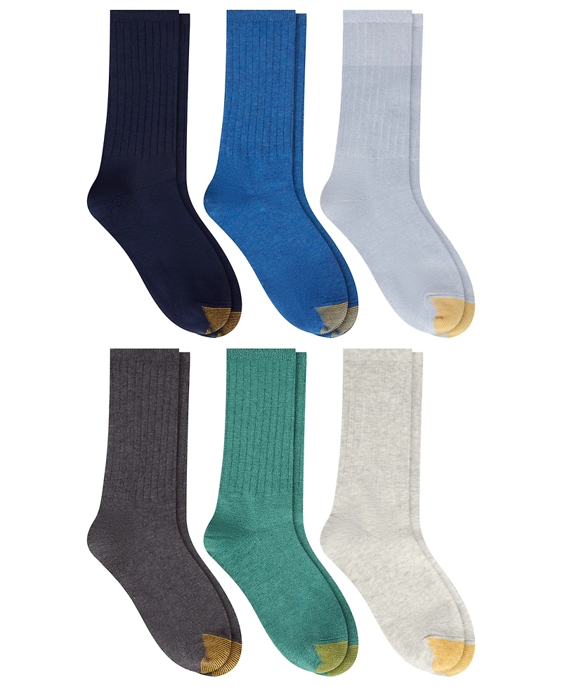 Gold Toe Women's Ribbed Cotton-Blend Crew Socks, 6-Pack