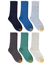 Gold Toe Women's Ribbed Cotton-Blend Crew Socks, 6-Pack