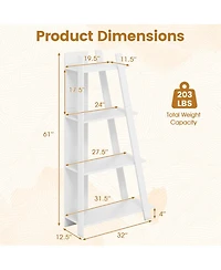 Sugift 4-Tier Vertical Bookshelf 61 Inch Wooden Display Shelf for Small Spaces with Anti-Toppling Device