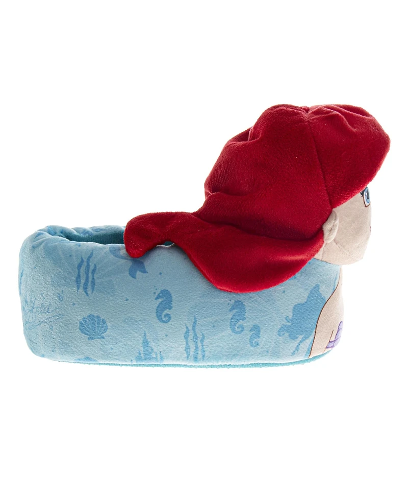 Disney Little Mermaid 3D Ariel and Flounder Girls (5- 6 to 13- 1) Slippers Warm, Fluffy, Comfortable House Footwear